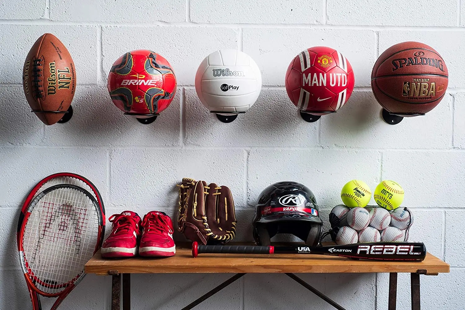 Hot selling Sporta Wall Mounted Ball Storage Sports Ball Holder Rack Display Storage Steel