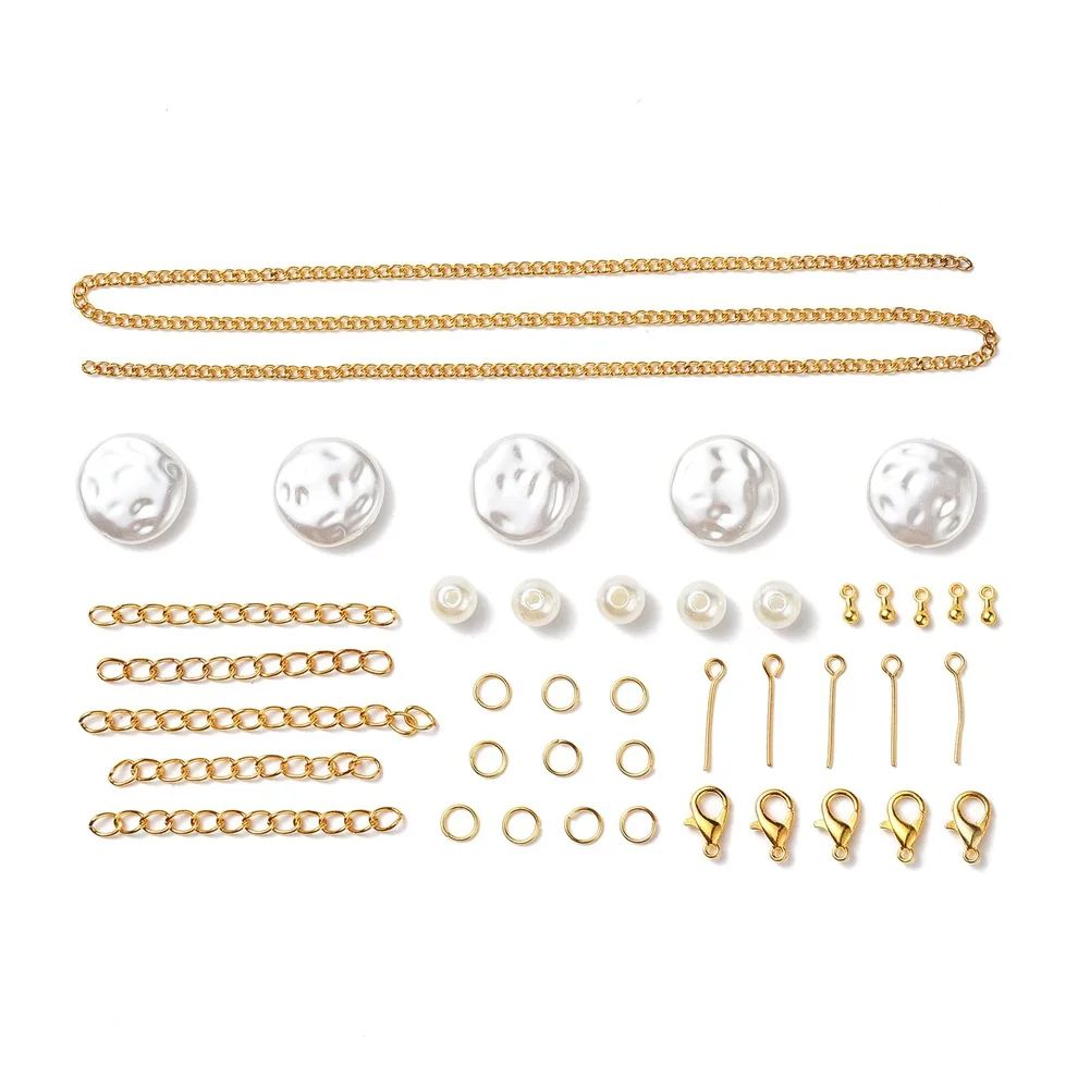 Rawmand Jewelry Making Chains Kit Jewelry Jewelry Link Chains With Replaceable Pendant Plastic Pearls Lobster Buckle Jump Rings