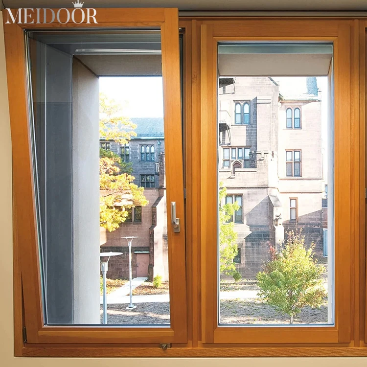 Black White Custom Color Aluminum Frame Double Triple Glass Windproof Casement Window flush windows with mosquito net