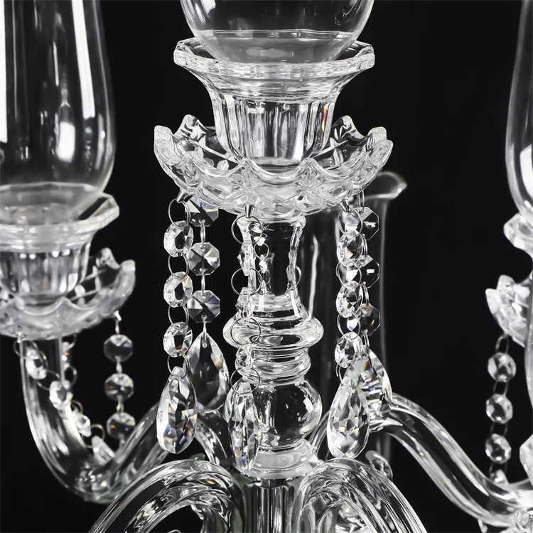 Glass Tube Hanging Tall Big Wedding Event Party Centerpieces Decoration 9 Arm Crystal Candelabra Candle Holder Candlestick