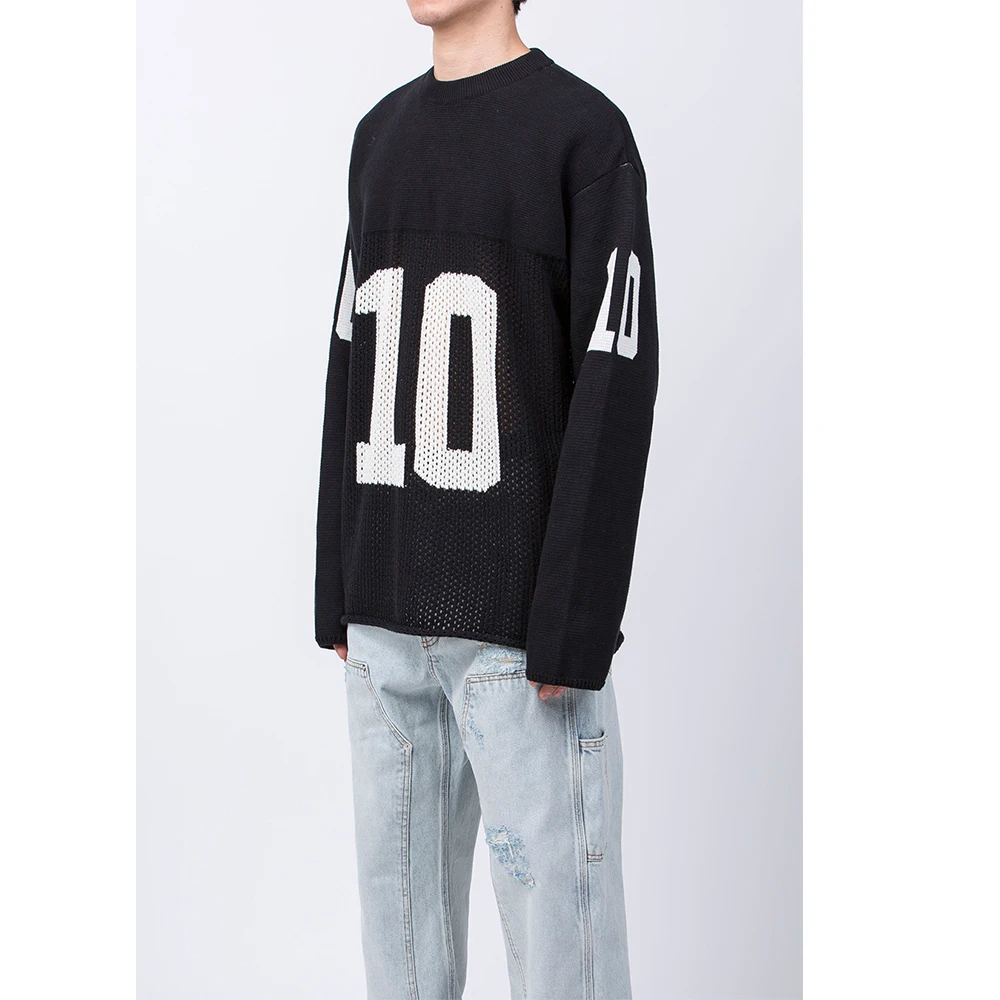 Custom LOGO OEM & ODM men sweater crew neck knit top long sleeve knitwear fashion knit mesh jersey winter knitted sweater