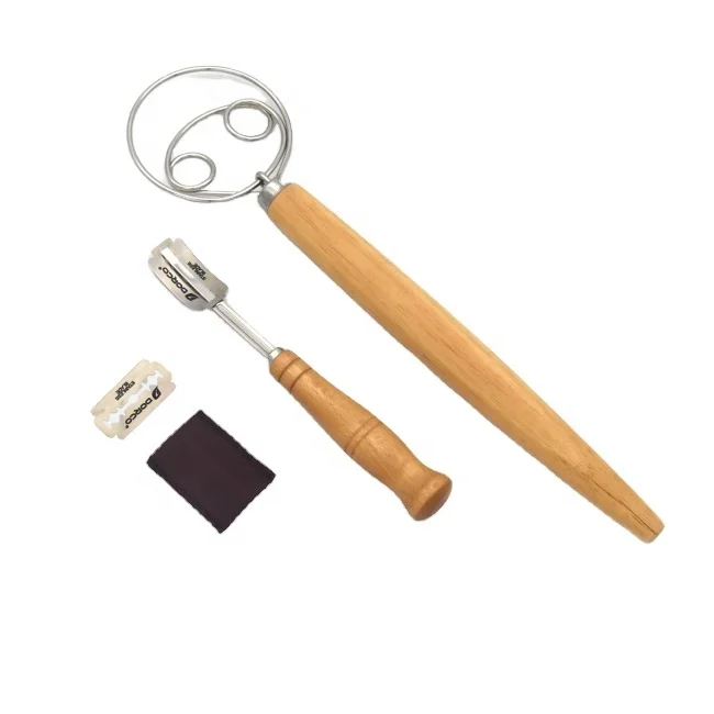 Dutch Double Dough Whisk Replace Blades and Protective Cover Bread Whisker Mixer Danish Dough Whisk And Bread Lame Set