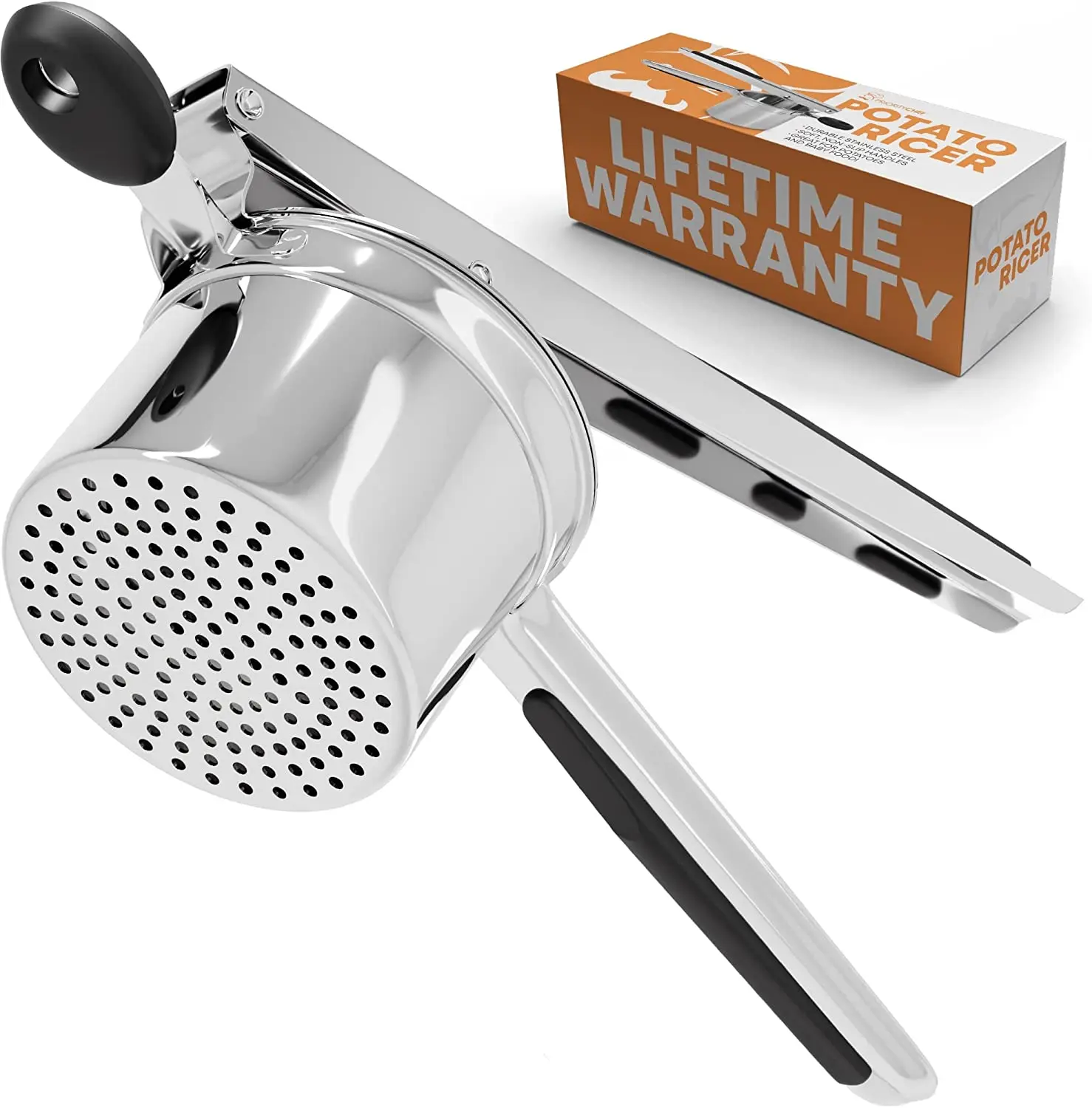 Stainless Steel Potato Ricer Manual Masher for Potatoes, Fruits, Vegetables