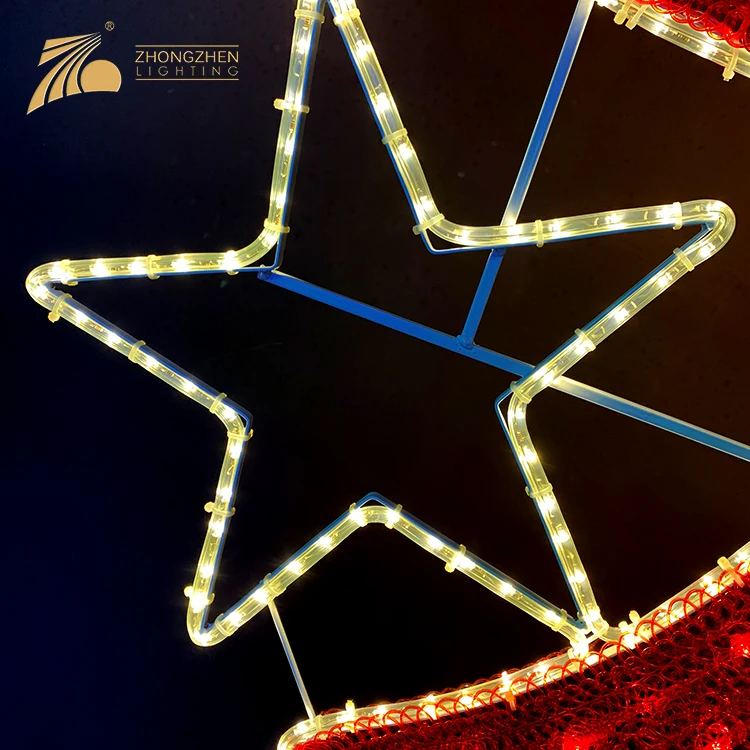 Outdoor Waterproof Holiday Decoration Street Pole Mounted LED Star Motif Lights