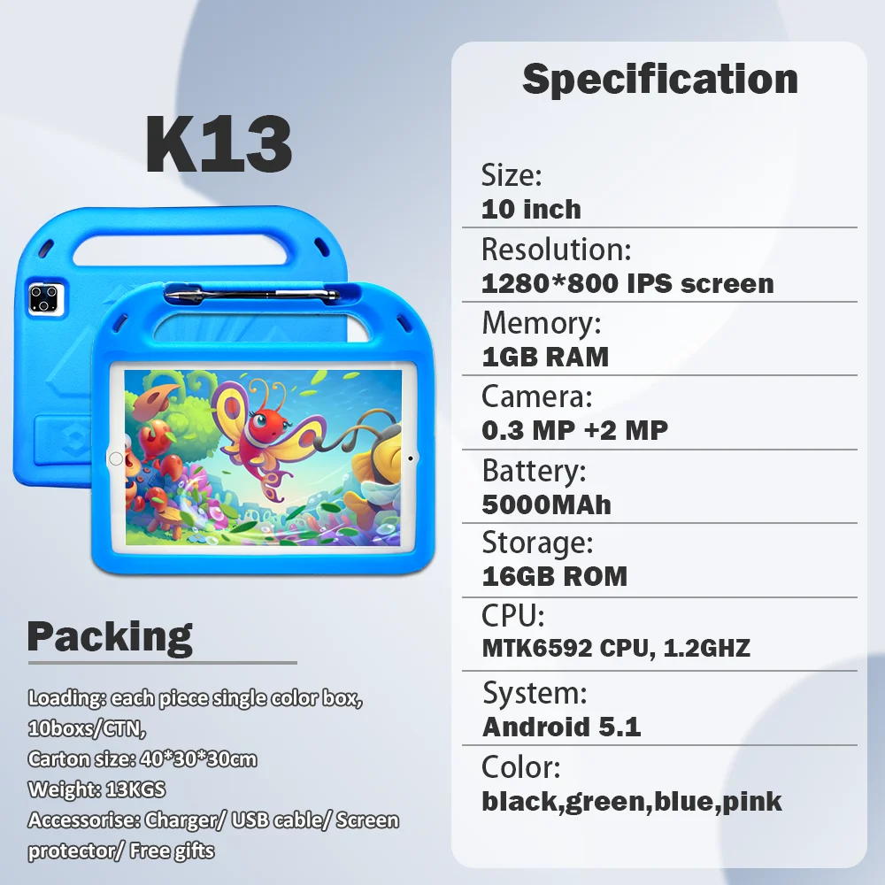 Cheap Kids 10 Inch Android Tablet For Toddler Parent Control Children Wifi Educational Tablet Pc With Kid-proof Case