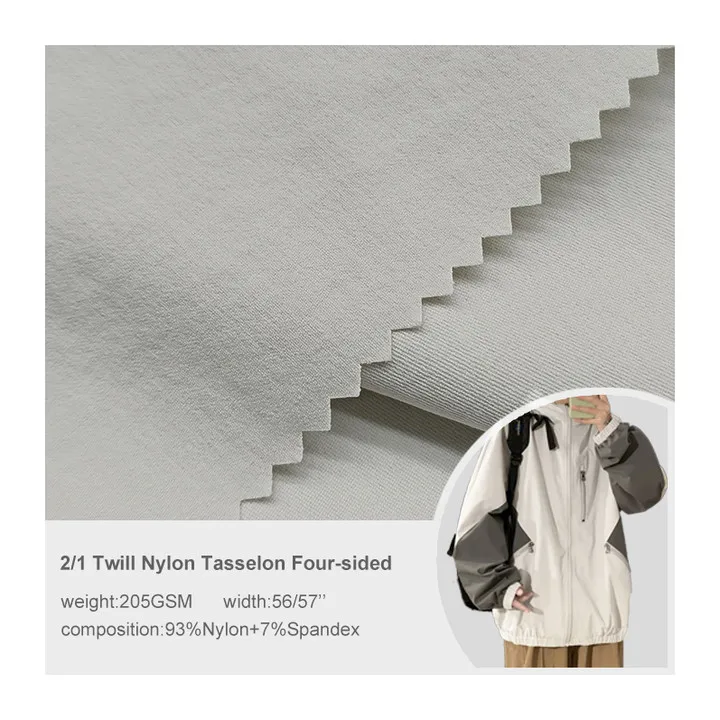 Outdoor sports fabric 70D+40Dx160D+40D 2/1 twill nylon taslon four sided elastic