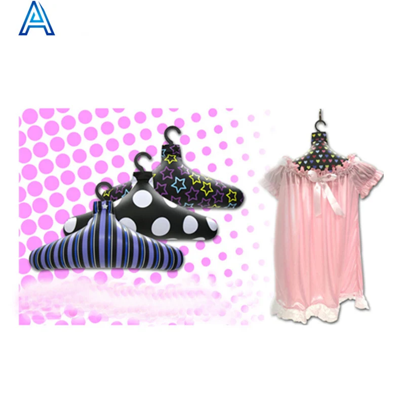 OEM customize printing PVC vinyl inflatable clothes hanger clothes rack tree for folding travel camping garments hanger