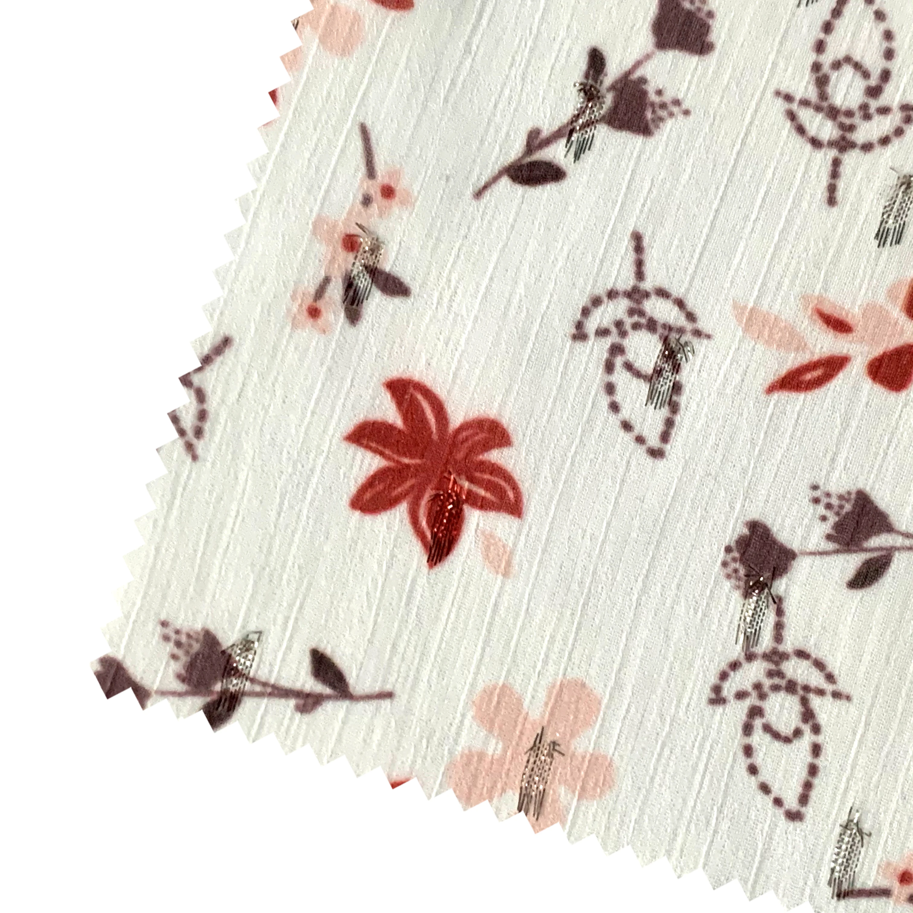 2022 Hot Sale Print 100% Polyester Chiffon Crush Fabric With Lurex