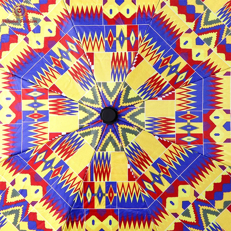 Factory Price African Waterproof Auto Umbrella Three-folding Ankara Print Umbrella