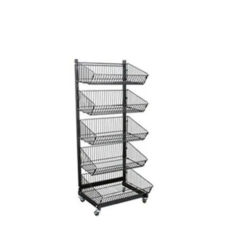 Wholesale Potato Chip Snack Metal 4 Wire Basket Display Rack Stand Shelf