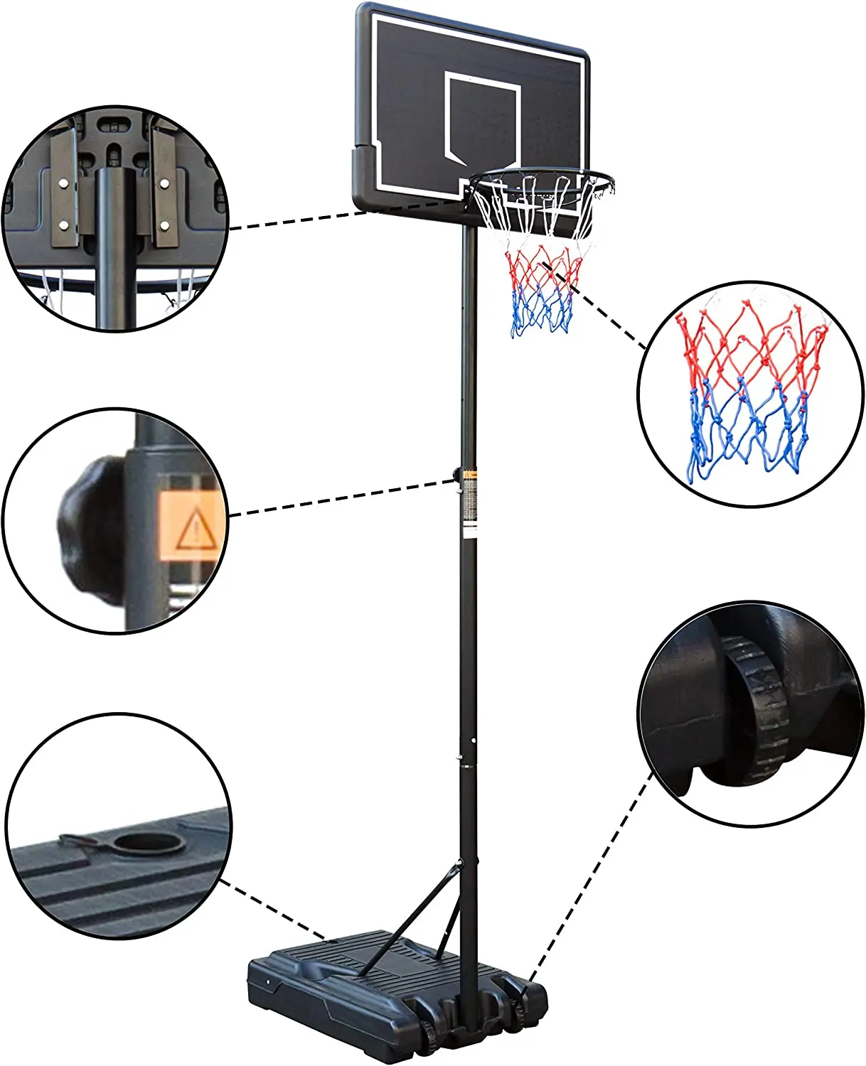 Adjustable Height Basketball Hoop Indoor Portable Basketball Stand with Wheels Basketball System