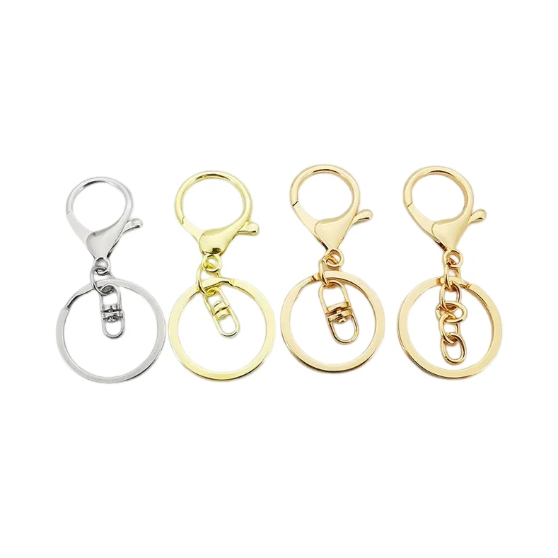 Lobster Claw Clasp Keychain Lobster Trigger Swivel Clasps Hook Clips Key Ring Loop Key Holders with Flat Split Ring