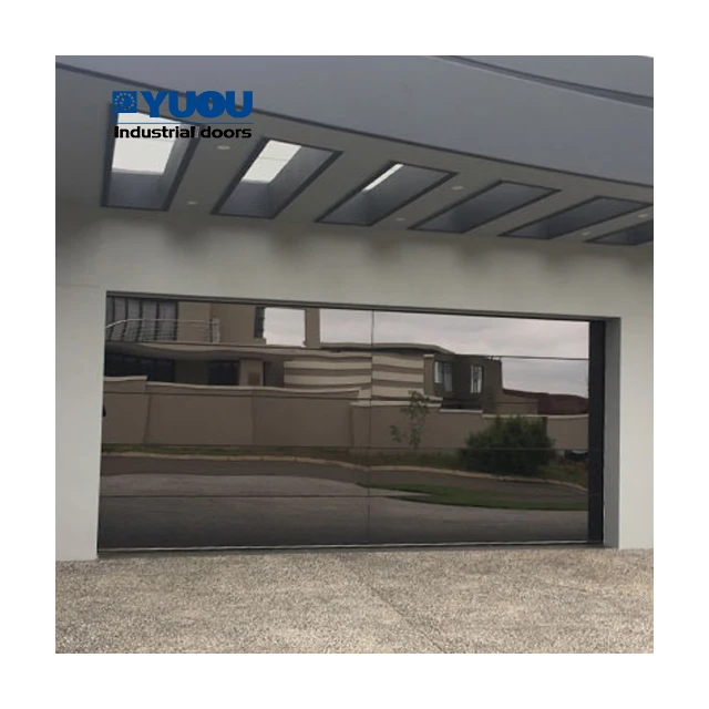 2024 professional garage door manufacture high standard frameless aluminum mirror reflective automatic glass garage door