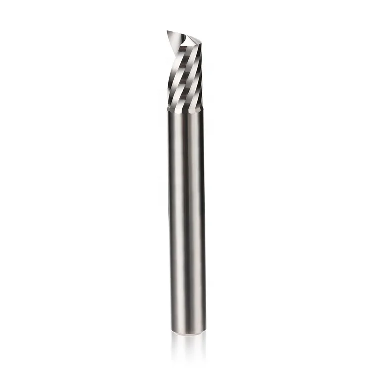 HRC55 Single Flute CNC Milling Cutter 1 Flute Solid Carbide End Mill For Acrylic Plastic PP PVC Wood