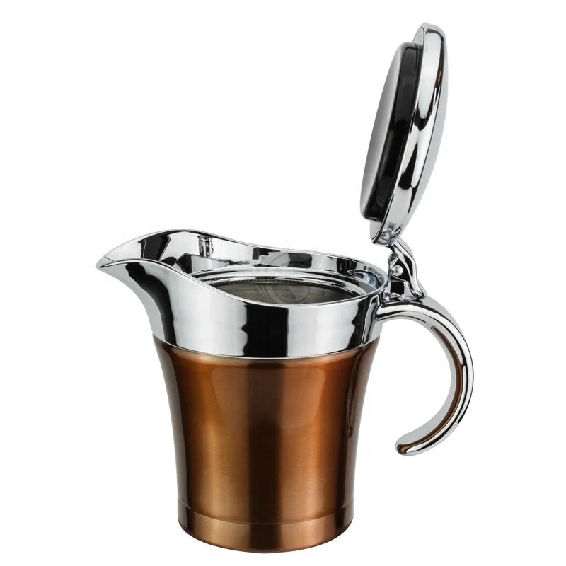 Stainless Steel Insulated Gravy Boat Thermal Vacuum Sauce Serving Jug Kitchen Gravy Pourer Pot
