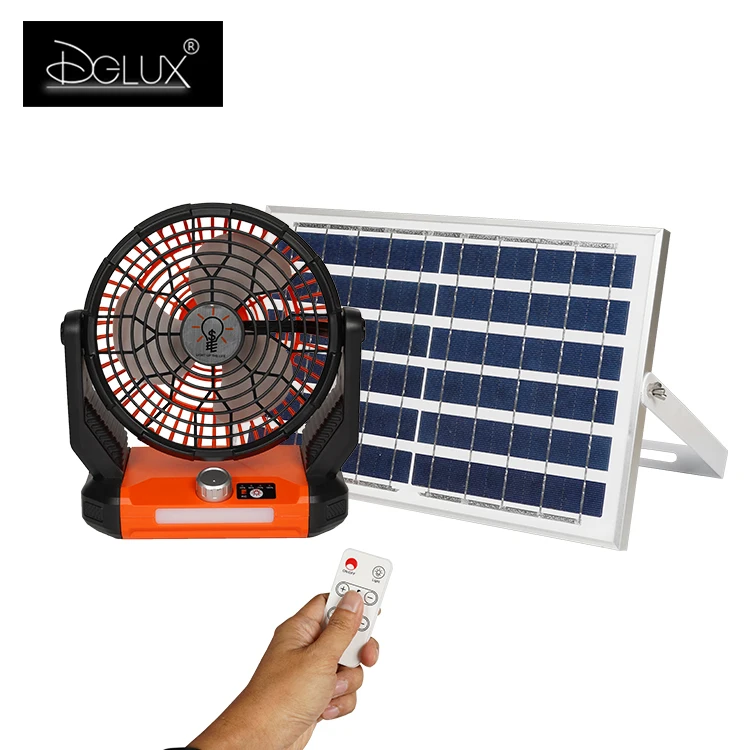 Remote Control 8 Inch 18w Solar Panel With Light Portable Plastic Strong Wind Chargeable Solar Table Fan