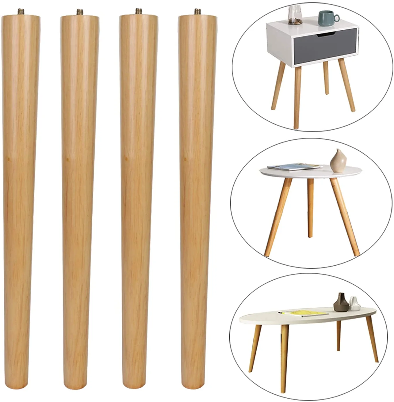 Modern Solid Wooden Furniture Legs Metal Accessories for  Tables Legs Sofas & Armchairs Bedroom Living Room Use Screws Included