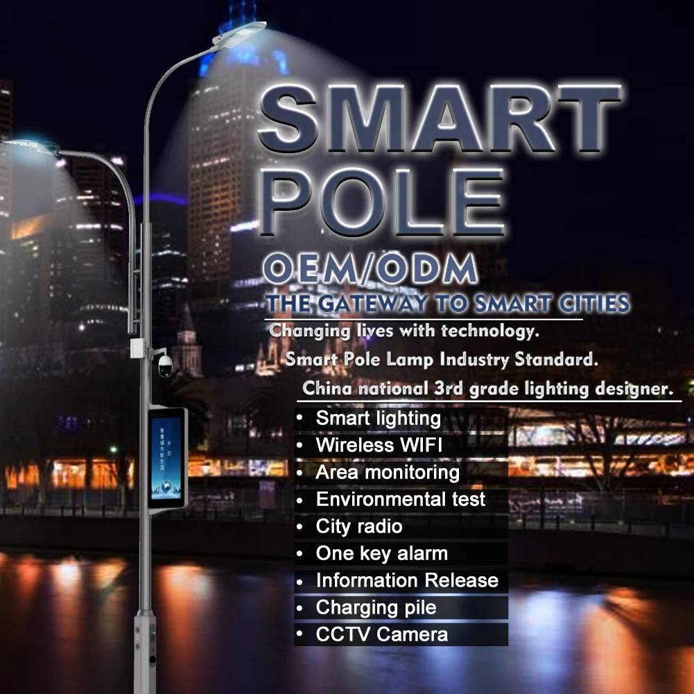 Smart Smd Led Screen Display Solar Road Street Wifi 3g 4g Wireless Outdoor Lamp Pole