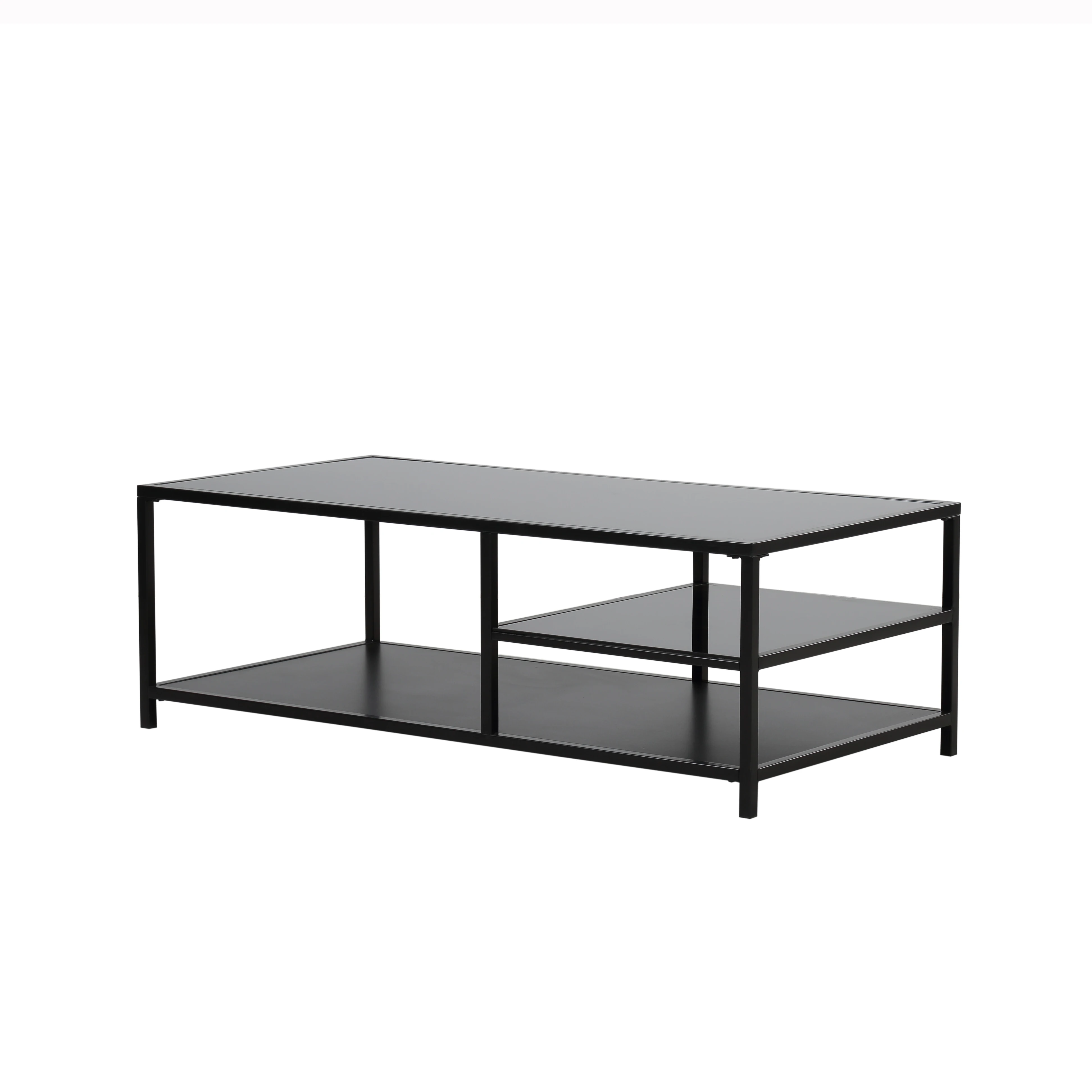 Wholesale furniture  tempered glass MDF board wooden black metal  for storage side table for living  coffee table set