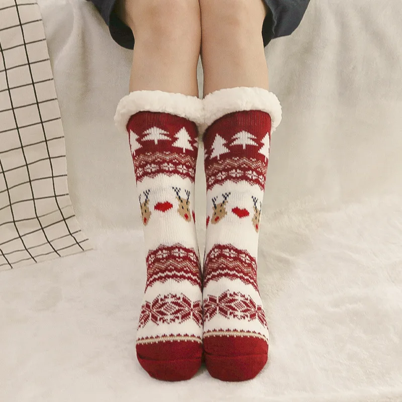 Women Fuzzy House Christmas Socks Indoor Winter Warm Furry Winter Socks