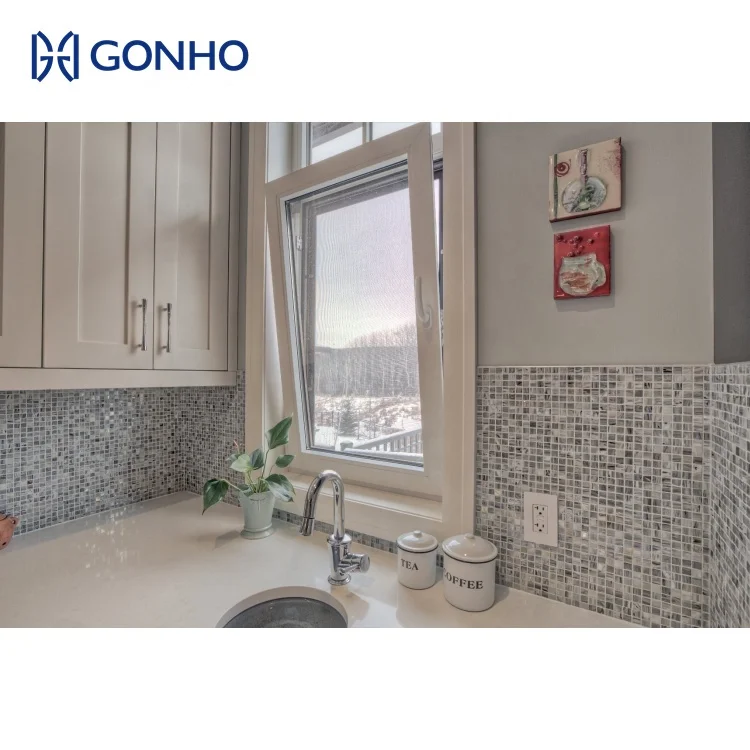 GONHO Hot Sale Aluminum Tilt and Turn Window Glass Window Double Glazed Thermal Break Waterproof Window With Grid