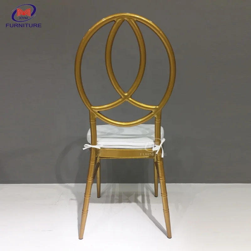 Luxury hotel furniture quality modern metal gold dinning stacking phoenix chairs for events