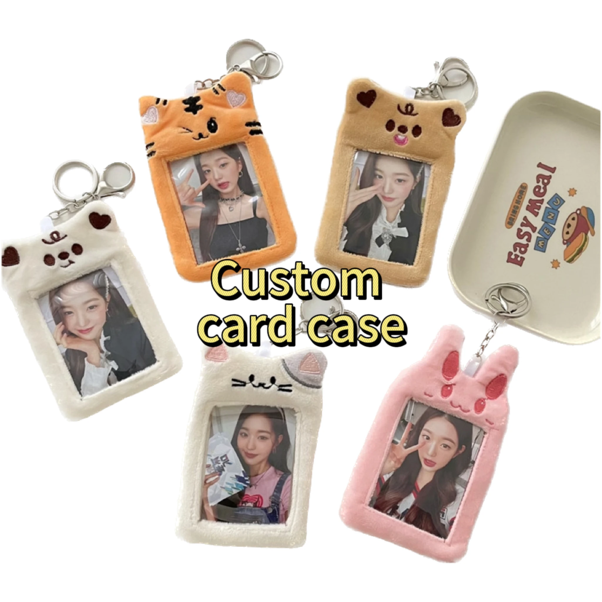 Custom plush card holder hobbies & models Korean campus cute animal meal card polaroid idol card display pendant