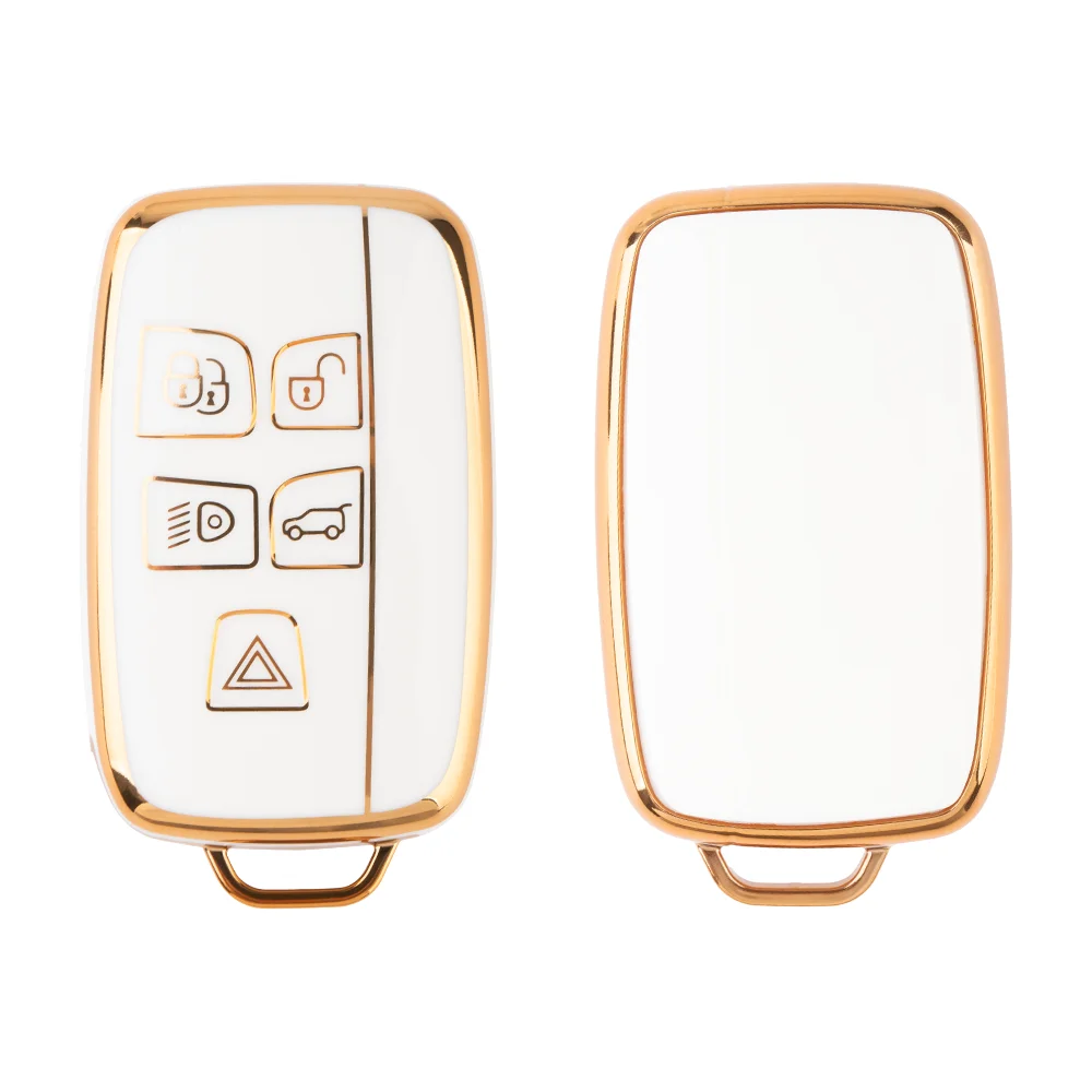 5 Button Car Accessories Protective Cover for Land Rover Car Key TPU Gold-rimmed car key case