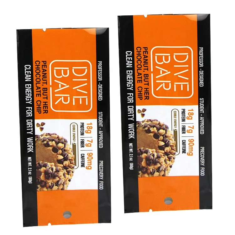 Digital Printing Food Grade Snack Chocolate Protein Bar Small Packaging Bag Mini Plastic Nut Bar Sachet Bag With Hang hole