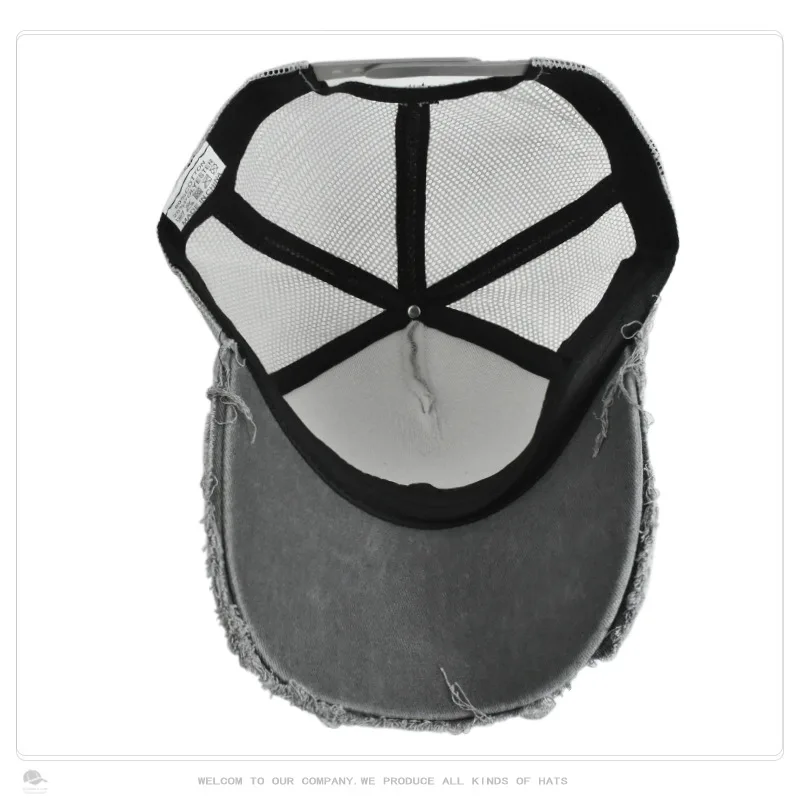 New vintage washed old sports cap edging light plate with holes fashionable mesh outdoor shade baseball caps for adults