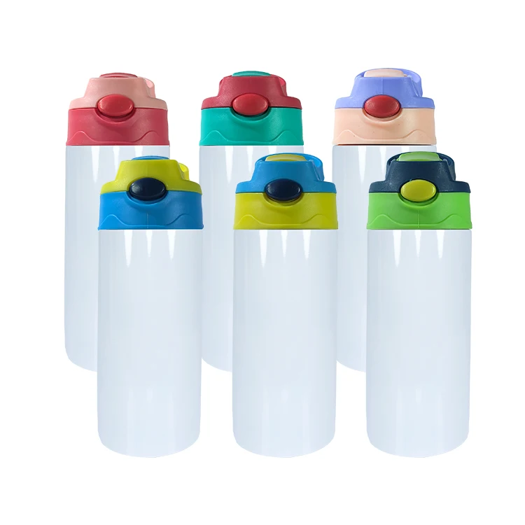 USA Warehouse 12 Oz Sublimation Kid Water Bottle Glow in Dark to Green Kids Flip Top Tumbler Straight Blank