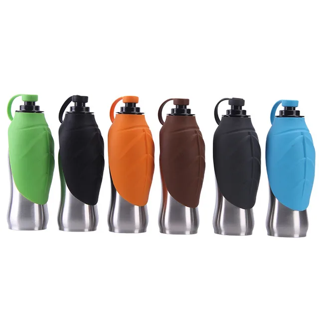 BPA Free Outdoor Travel Portable 500ML Stainless Steel and plasticPet Water Bottles Dog Drinking Water Bottle With Silicone Bowl