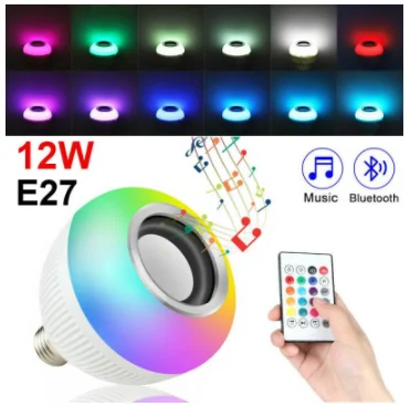 12W Music Smart Bulb E27 Blue-tooth Bulb Light Music Playing Dimmable Speaker Led Bulb with Remote Control