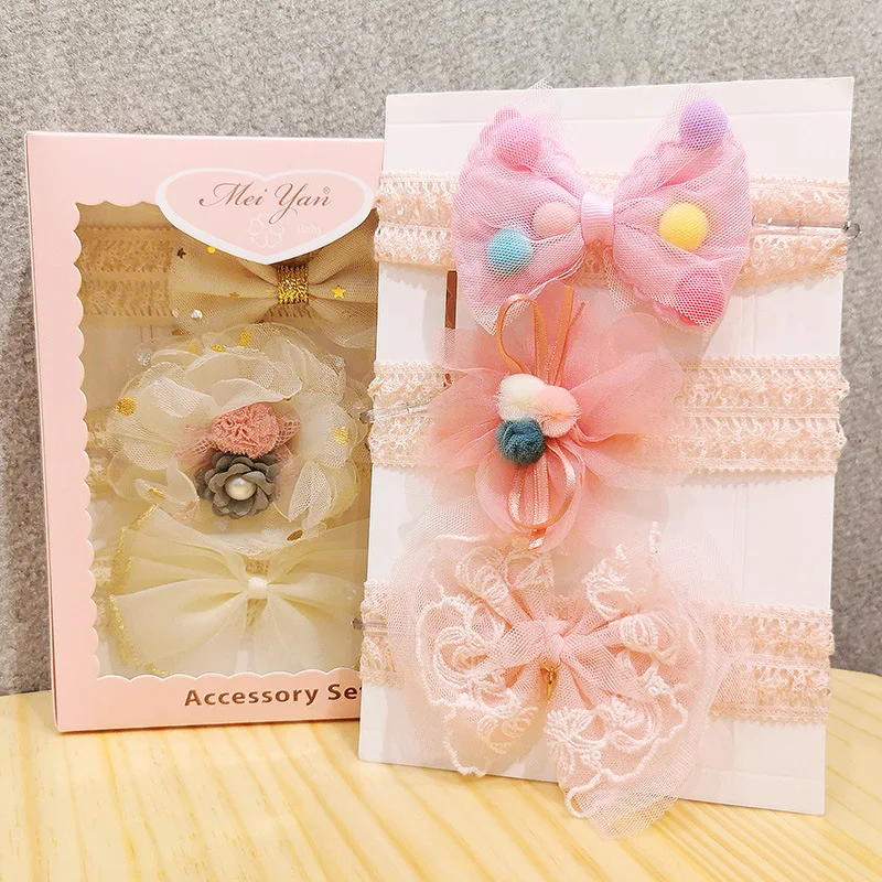 Custom beauty baby infant  yellow floral headbands  set elastic birthday  butterfly headband for kids