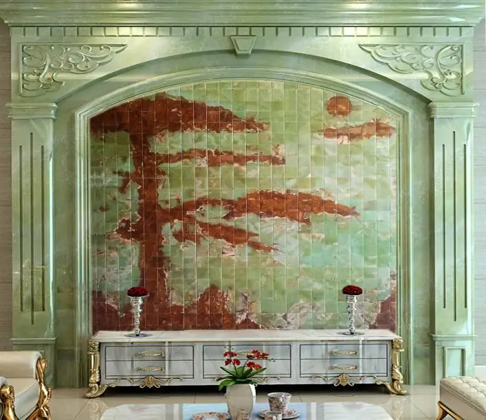 APULOSTONE Luxury Green Onyx Portomare quartzite slab  light green onyx  Marble Slab for wall decoration home countertop