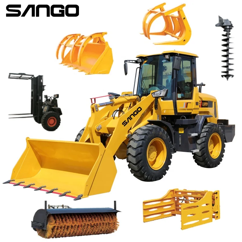 china newest mini wheel loader 1 1.5 1.6 1.8 2 2.2 ton construction machinery log grapple wood clamp log fork loader equipment