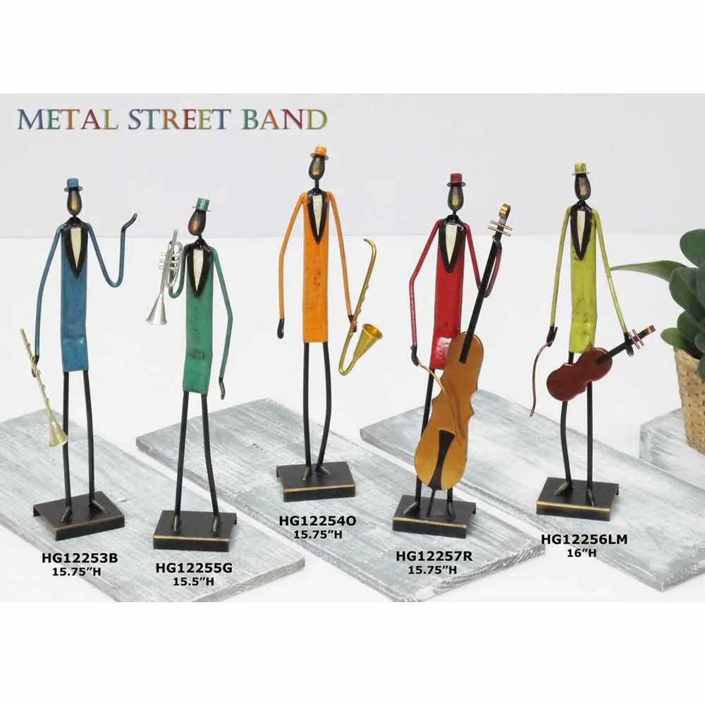 Musician Manufacturer Street Band Metal Home Office Decoration Art Iron Sculpture Metal Jazz Band Figurines