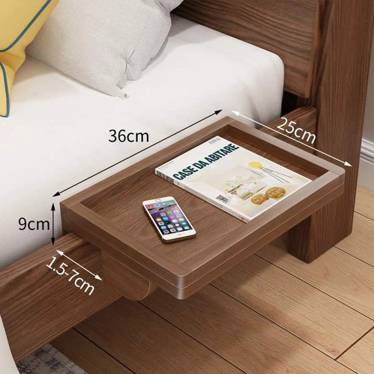 Easy To Install Bedroom Furniture Bedside Shelf Table Punch-Free Solid Wooden Floating Bedside Organizer