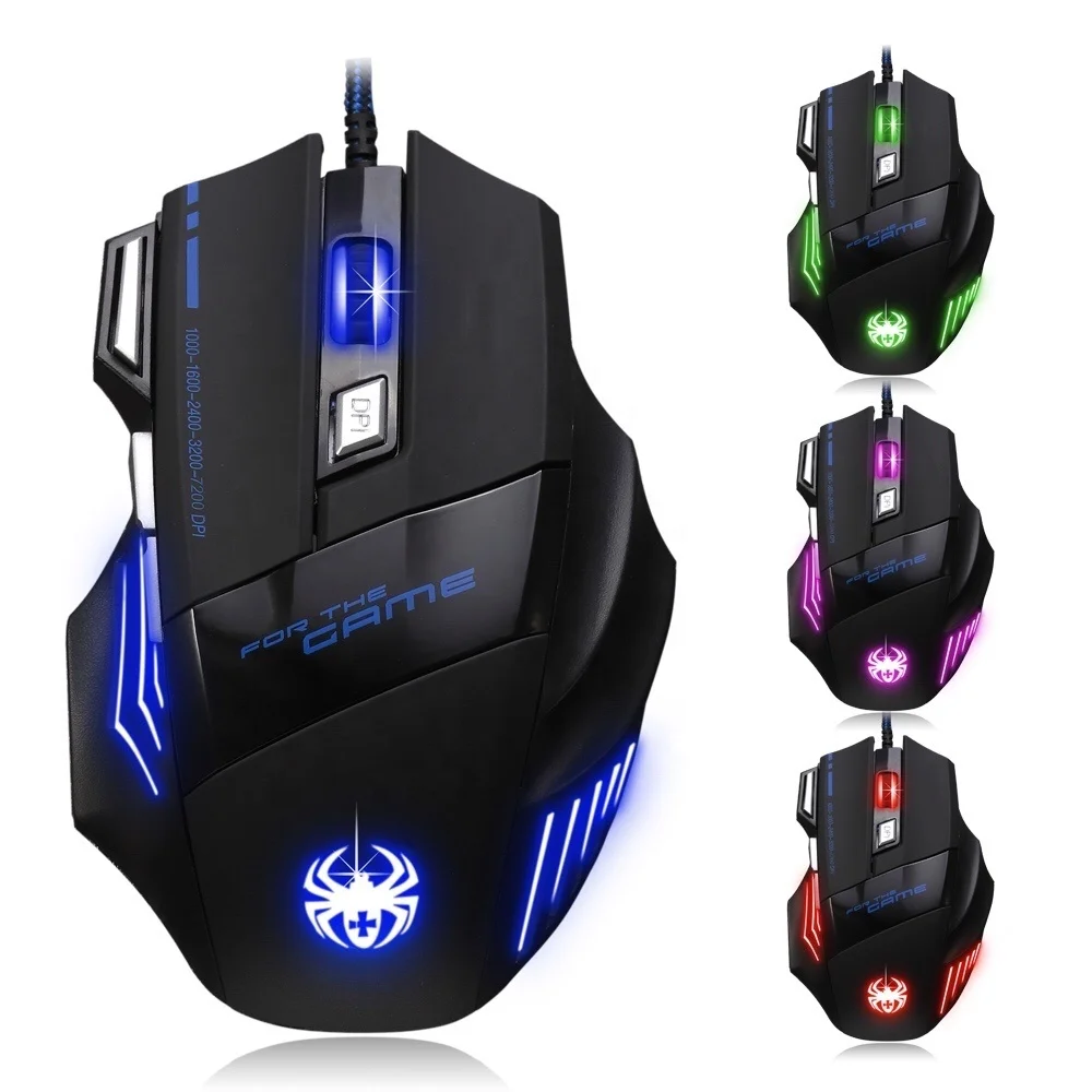 Wired programmable USB 7d Gaming Mouse hot sale RGB led light Color Backlit Gaming Mouse  7200 DPI