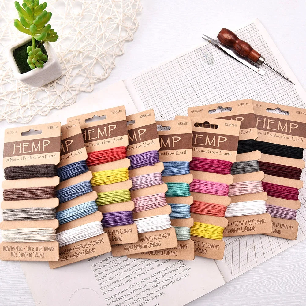 Ready to Ship Hand Knitting 1MM Waxed Hemp Cord Wholesale Sell by Card 19Colors