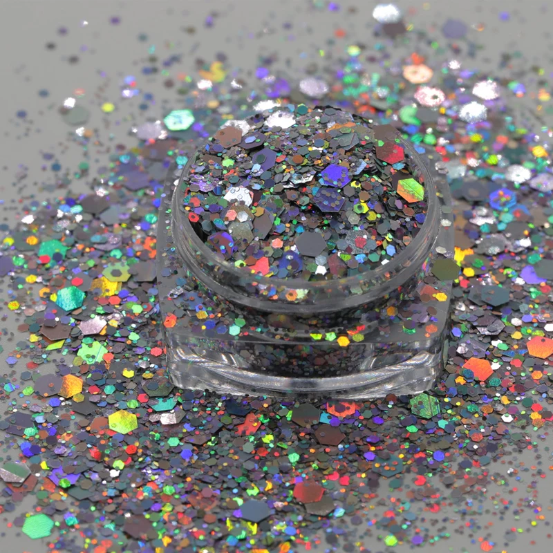 Top Selling Holographic Chunky Mixed Polyester Glitters Bulk Pack for Nail Body Epoxy Craft Tumbler for Christmas Decorations