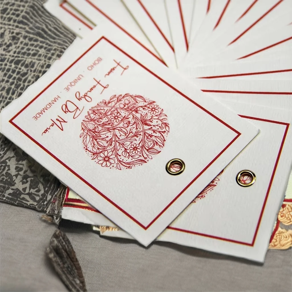 Custom Designed Premium Hang Tag for Clothing Label Custom Size Texture Paper Garment Tag Custom Printed Information Display