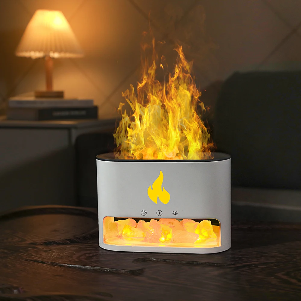 2023 new design 3d flame air humidifier diffuseur USB 250ml  fire lamp essential oil aroma diffuser