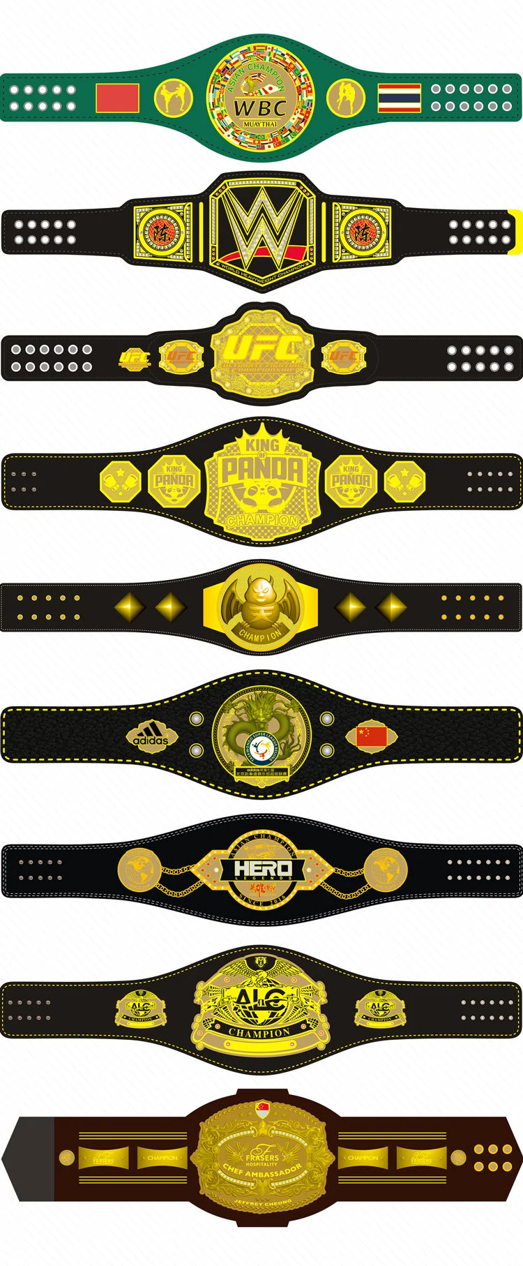 High Quality Gold Leather Belt Customized Boxing Championship Gold Belt WWE World Heavyweight Championship Gold Belt