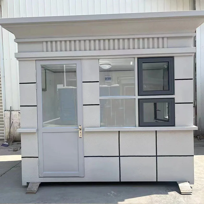 Movable European Outdoor Landscape Kiosk Factory Duty Room Parking Lot Monitor Room Steel Structure Real Stone Paint Kiosk