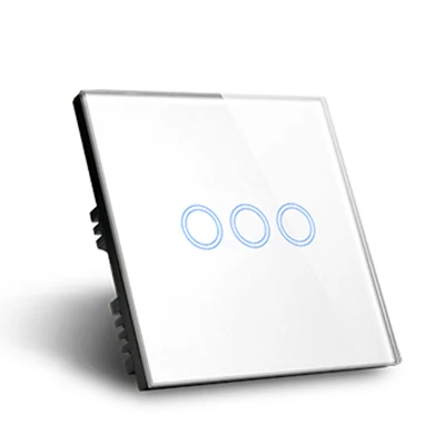 Factory EU/UK Standard Smart WIFI 3 Gang Light Switch with Toughened Glass Plate