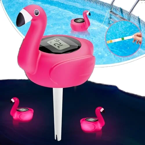 Factory Price Pool Spa Waterproof Digital Flamingo Bath Thermometer Hot tub Solar LED Animal Floating Thermometer