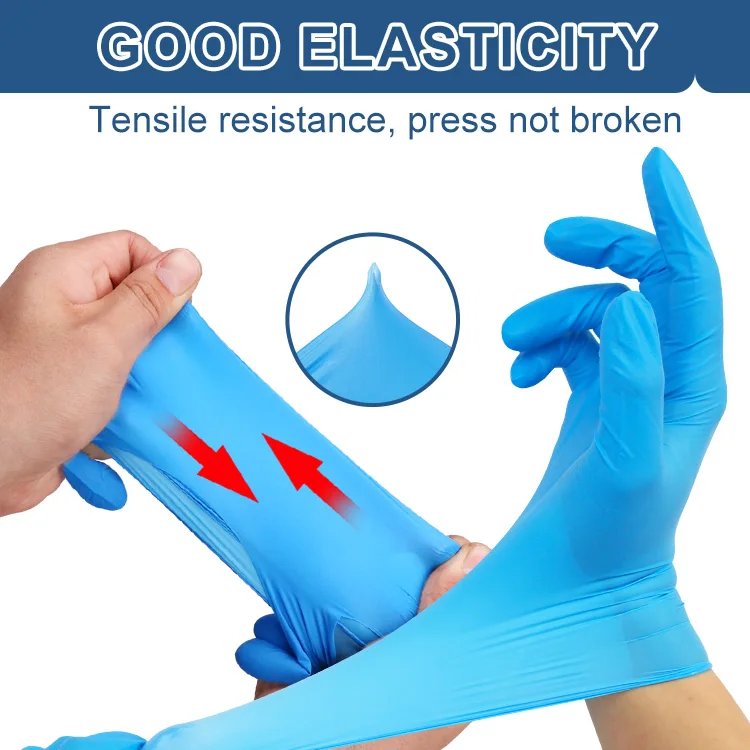 High Weight Nitrile Disposable Glove Food Nitrile Examination Gloves Blue Disposable Powder Free  Disposable Nitrile Gloves