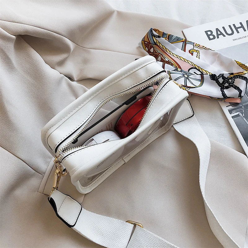 Cosmetic Bags Transparent Messenger Shoulder Bag Mini Cell Phone Clear Shoulder Pvc Stadium Crossbody Bag with Adjustable Strap