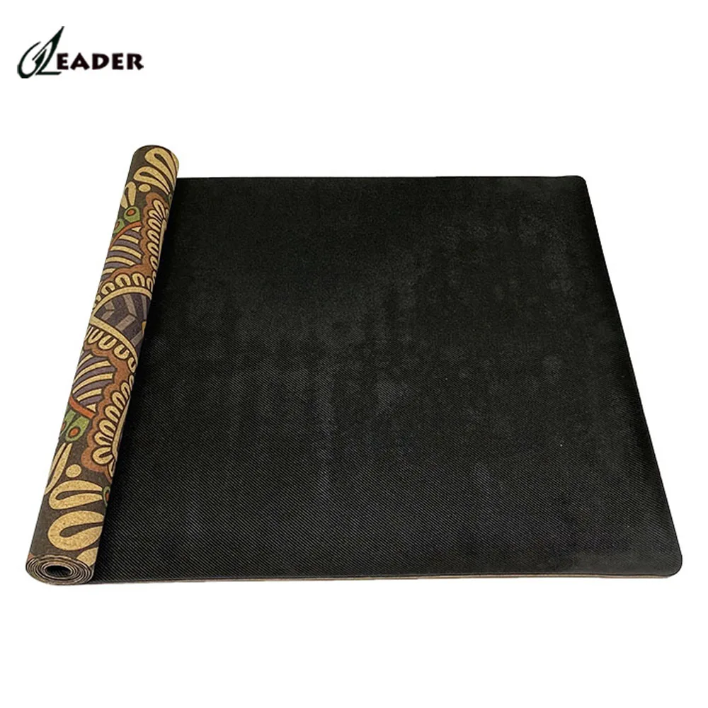 Eco Friendly Non-slip organic Customized Logo Natural Rubber Cork Hot Yoga Mat Suitable for Fitness